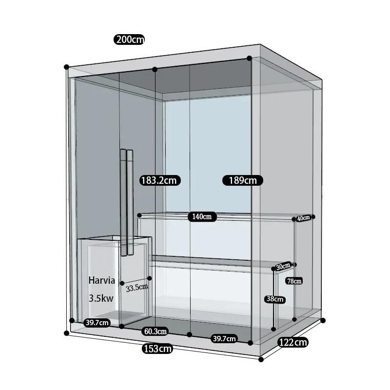 Sauna finlandais Nordica® Vapeur V23 - 2-3 places - 150 x 120 x H.200 4/7