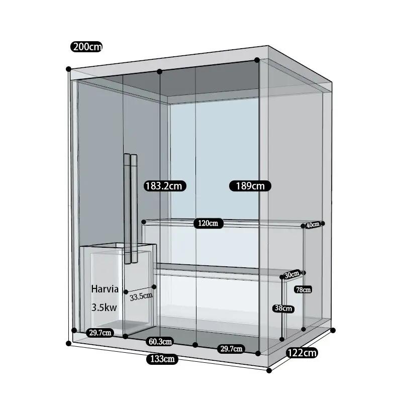 Sauna finlandais Nordica® Vapeur V23-S (1 à 2 places) - 130 x 120 x H.200 4/7