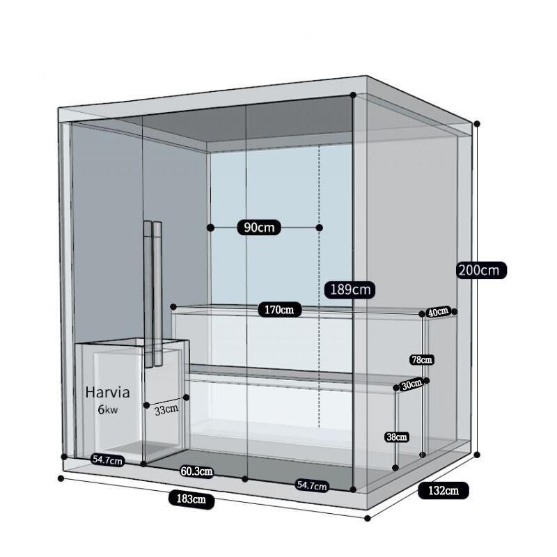 Sauna finlandais Nordica® Vapeur V45 - 4-5 places - 180 x 130 x H.200 4/7