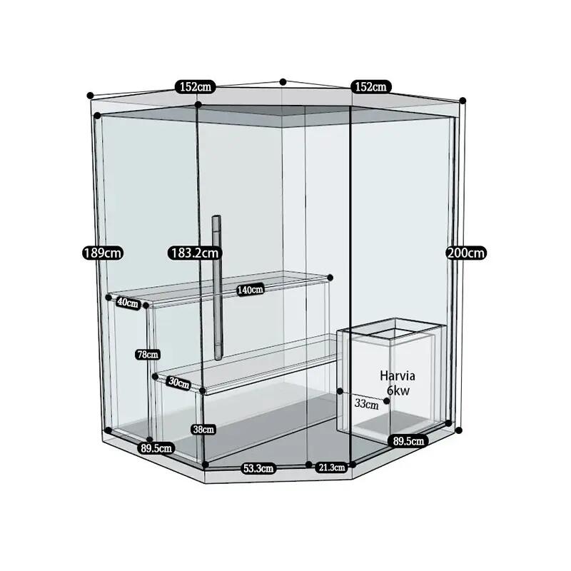 Sauna d'angle finlandais Nordica® Vapeur V34 - 3-4 places - 150 x 150 x H.200 4/7