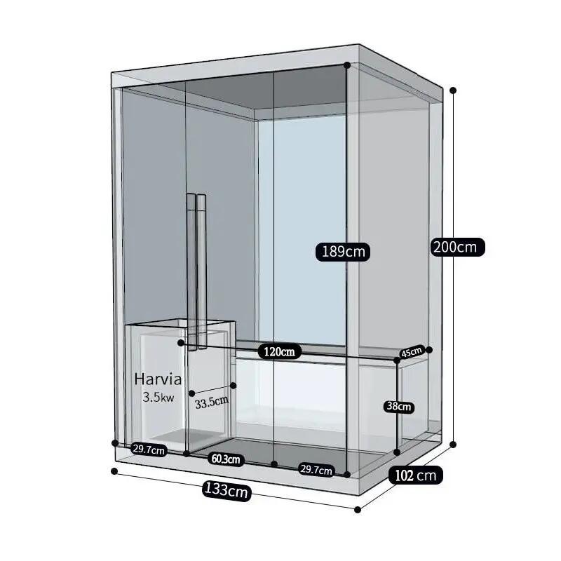 Sauna finlandais Nordica® Vapeur V12 - 1-2 places - 130 x 100 x H.200 4/7