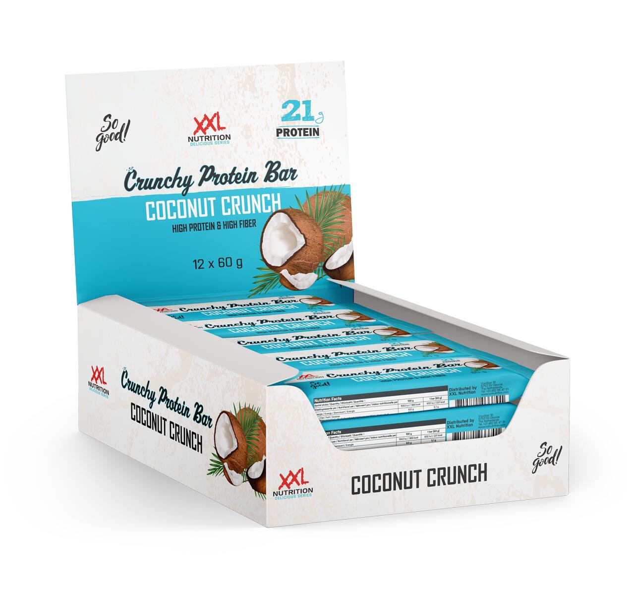 Crunchy protein bar - tot 22g eiwit - eiwitrepen - kokosnoot - 12 pack