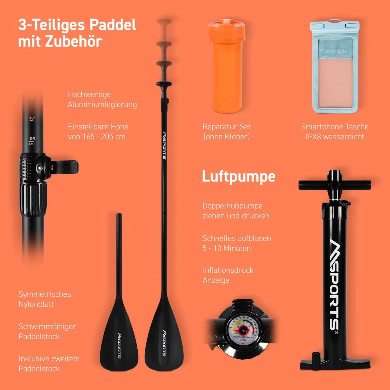 SUP Board Premium Orange 7/7