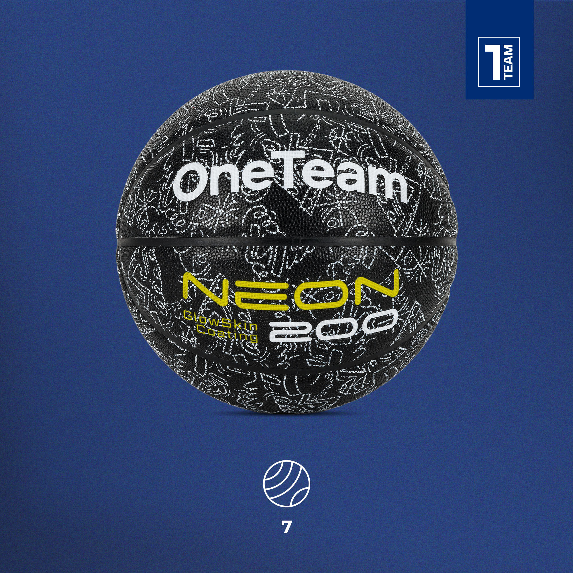 Ballon de basket OneTeam Neon noir taille 7 2/7