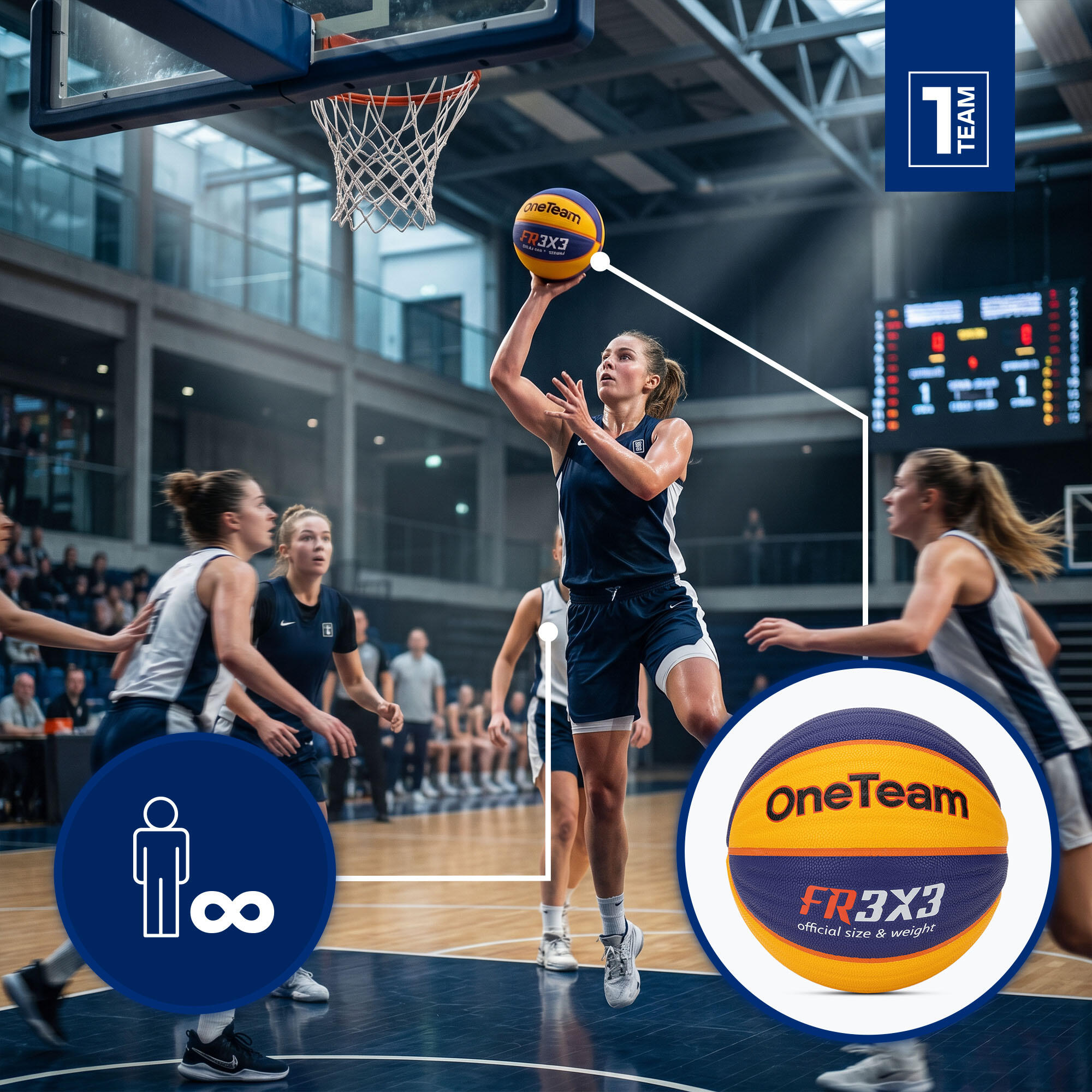 Pallone da basket OneTeam Rim Rush Fiba 3x3 3/7