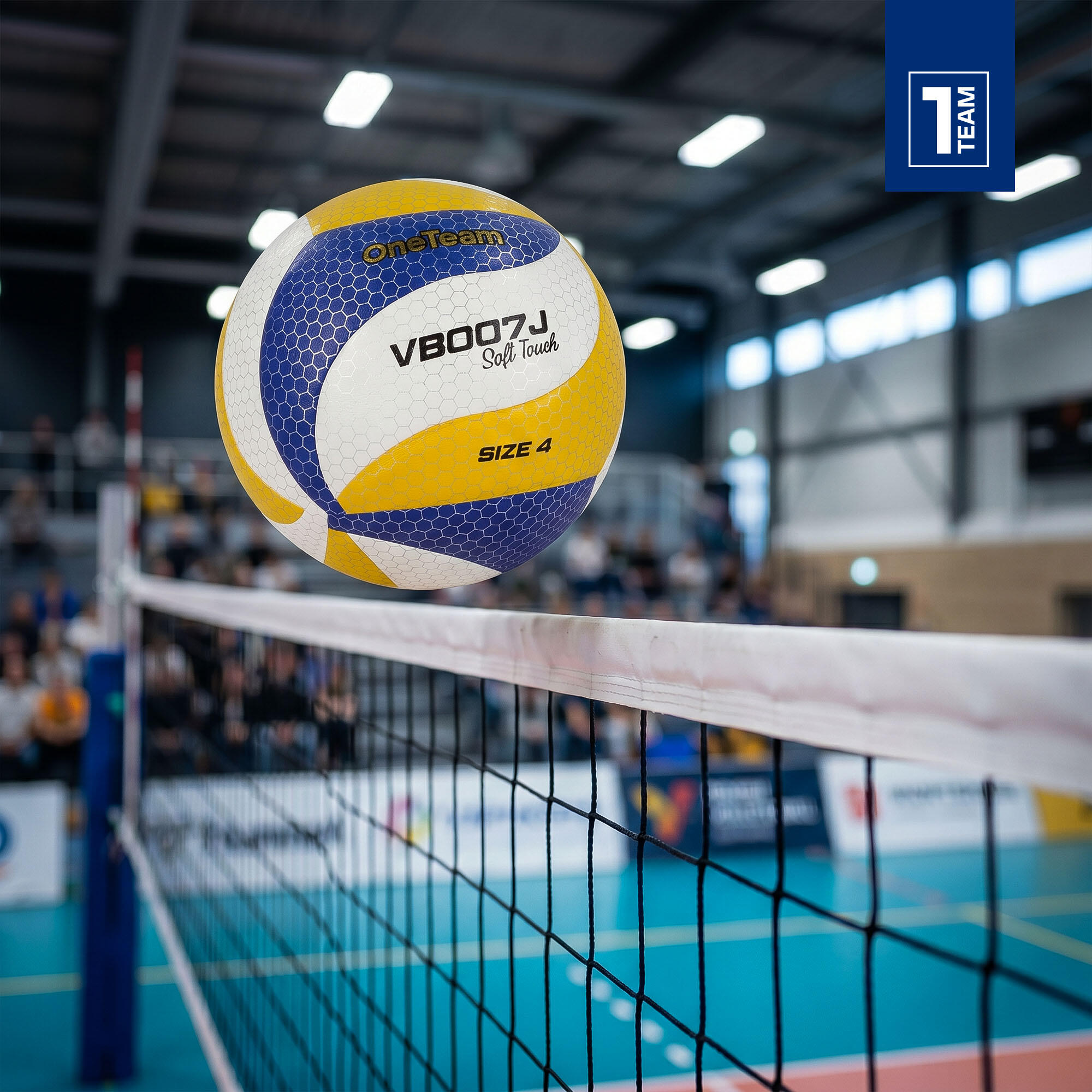 Bola de voleibol infantil OneTeam VB007J amarelo/azul/branco tamanho 4 6/7
