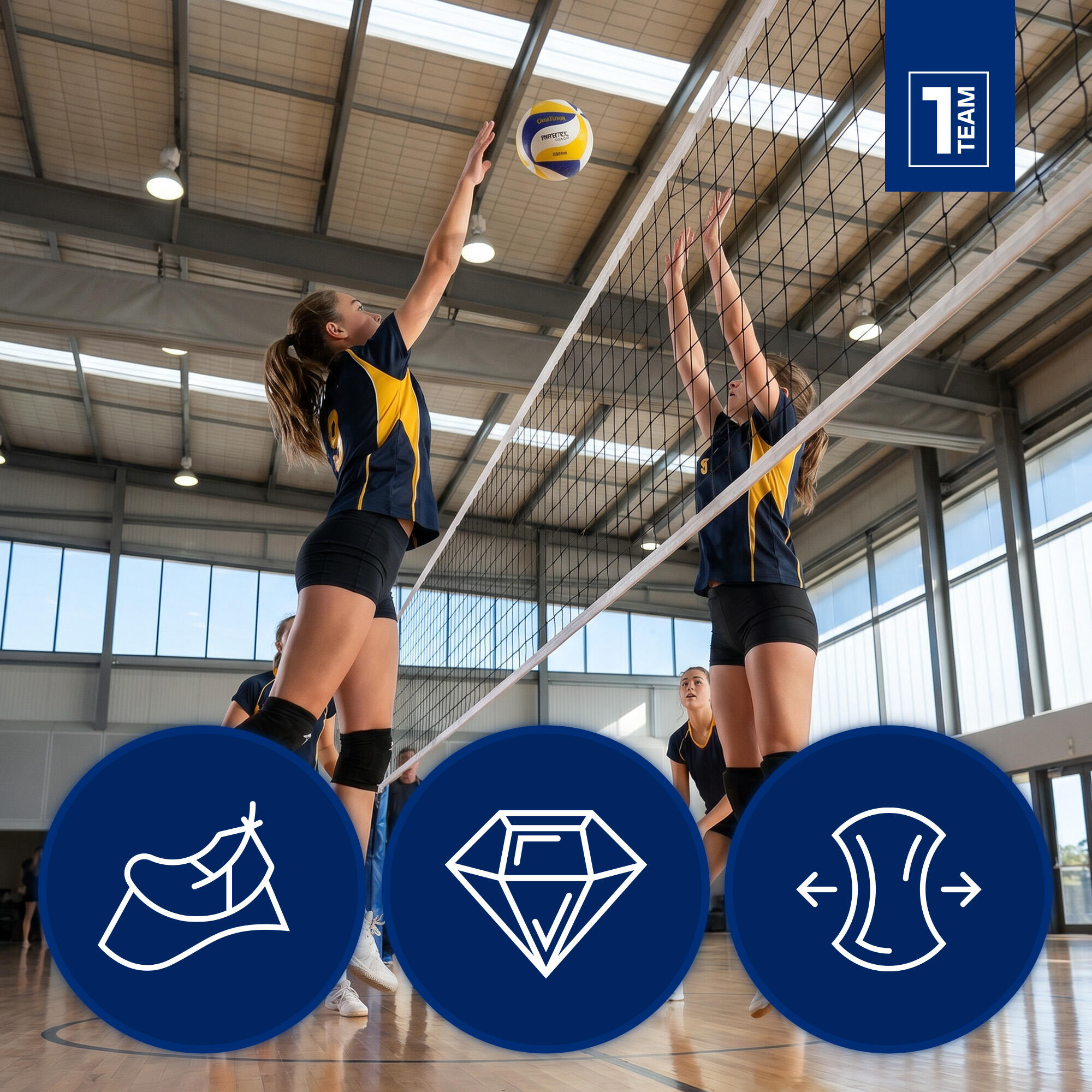 Bola de voleibol infantil OneTeam VB007J amarelo/azul/branco tamanho 4 5/7