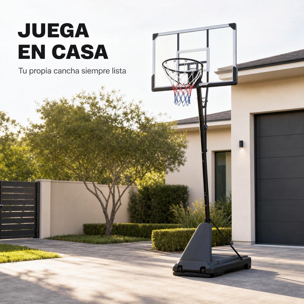 Cesto de Basquetebol Exterior Regulável 1,5-3,05 m com Rodas 3/7