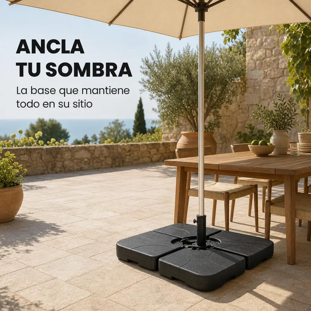 Base Modular para Guarda-Sol 4 Peças Recheável Preto 3/7