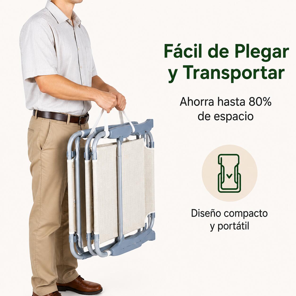 Chaise pliante inclinable avec appuie-tête portable 3/7