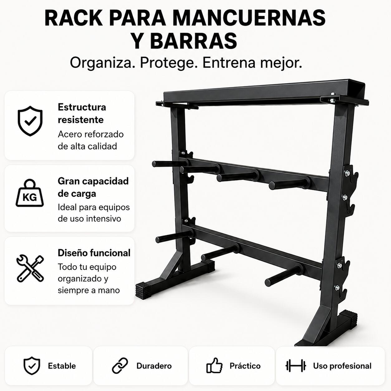 Supporto per manubri e barra regolabile 300 kg porta pesi palestra casa 3/6