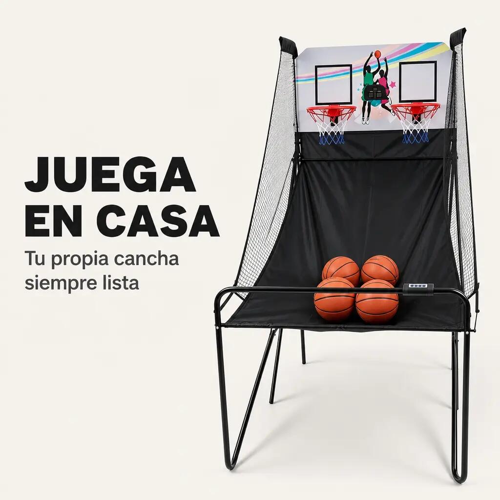 Canestro Doppio Arcade per Bambini Pieghevole con Marcatori Elettronici 2/7