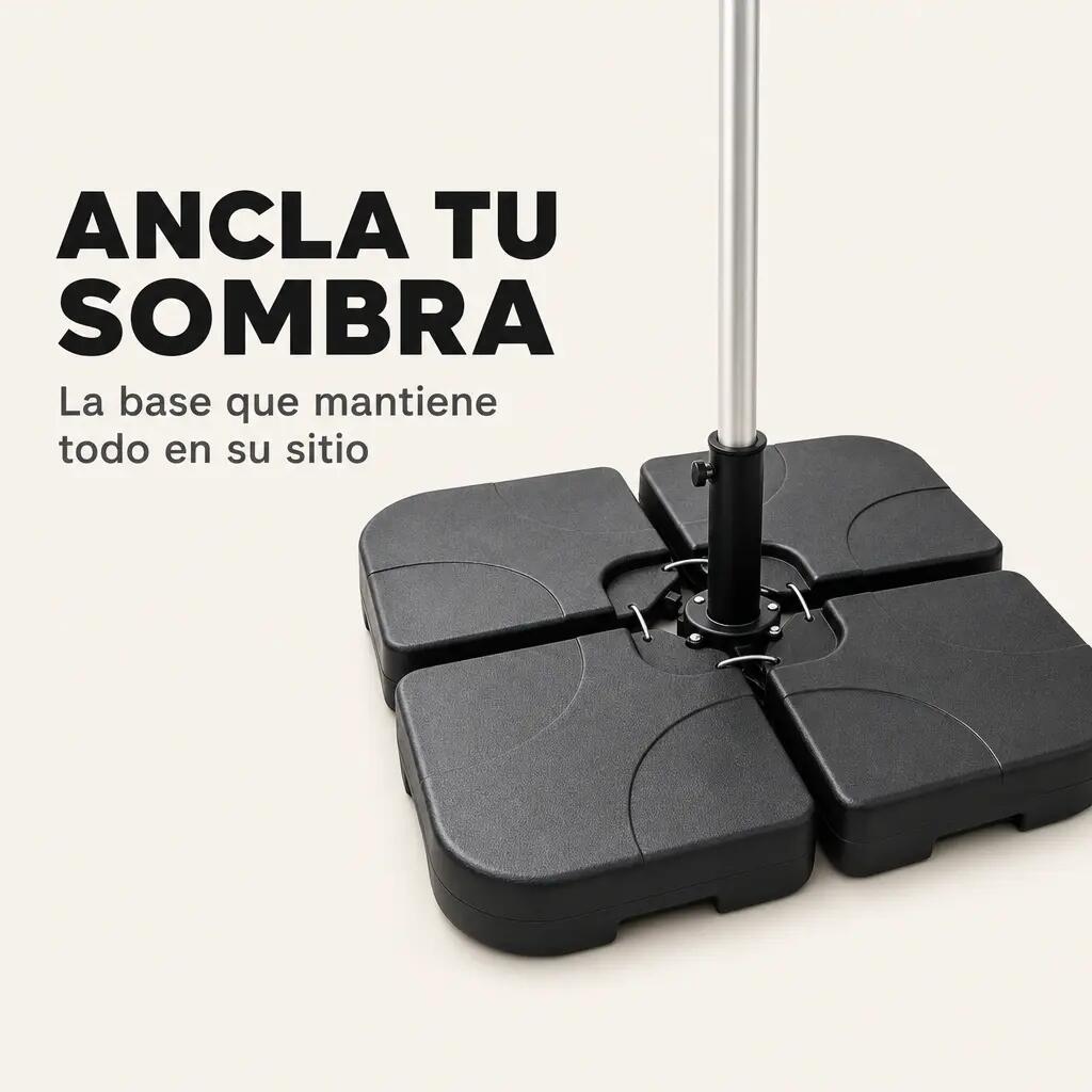 Base Modular para Guarda-Sol 4 Peças Recheável Preto 2/7