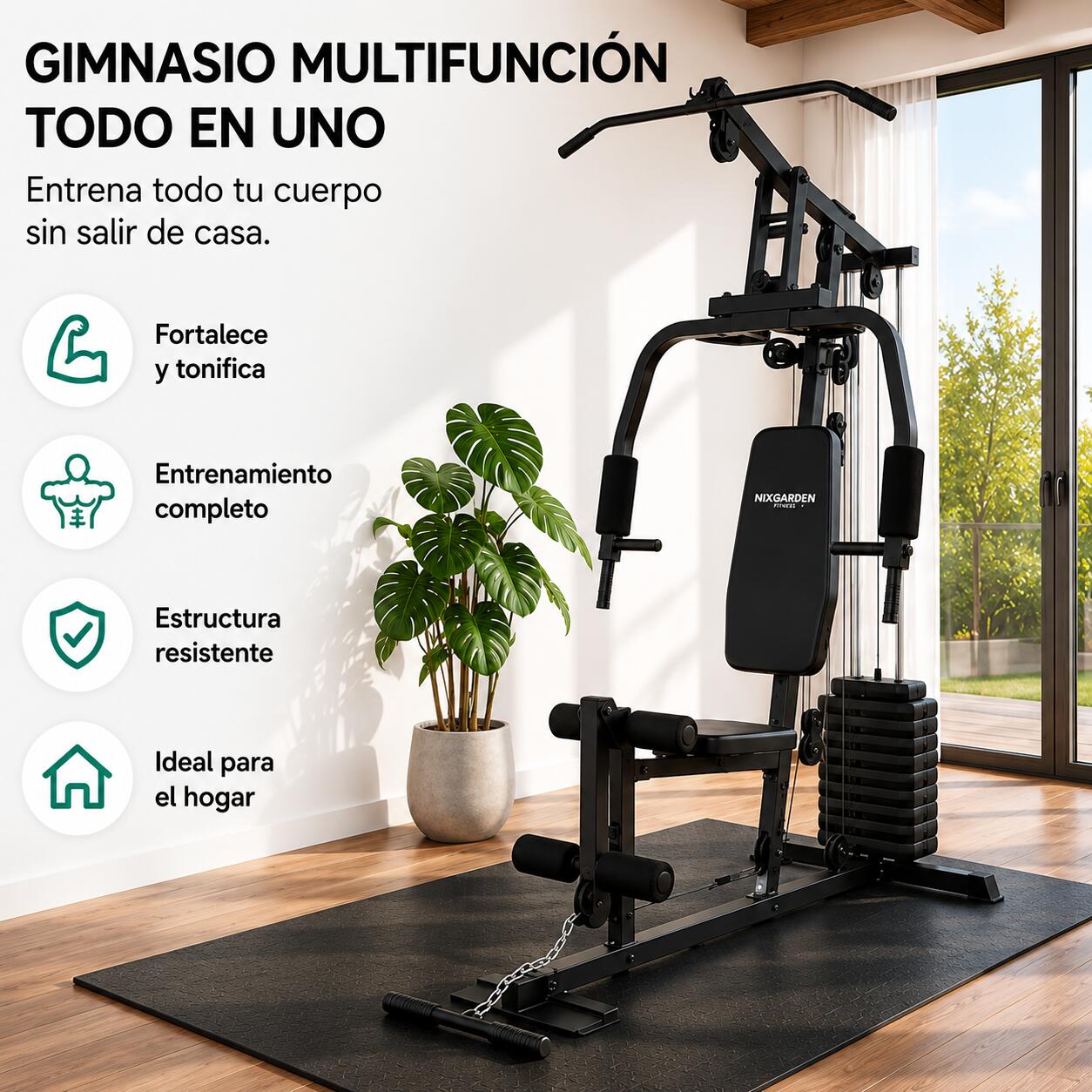 Multiestação de Musculação com Polias e Banco Ergonómico 2/6