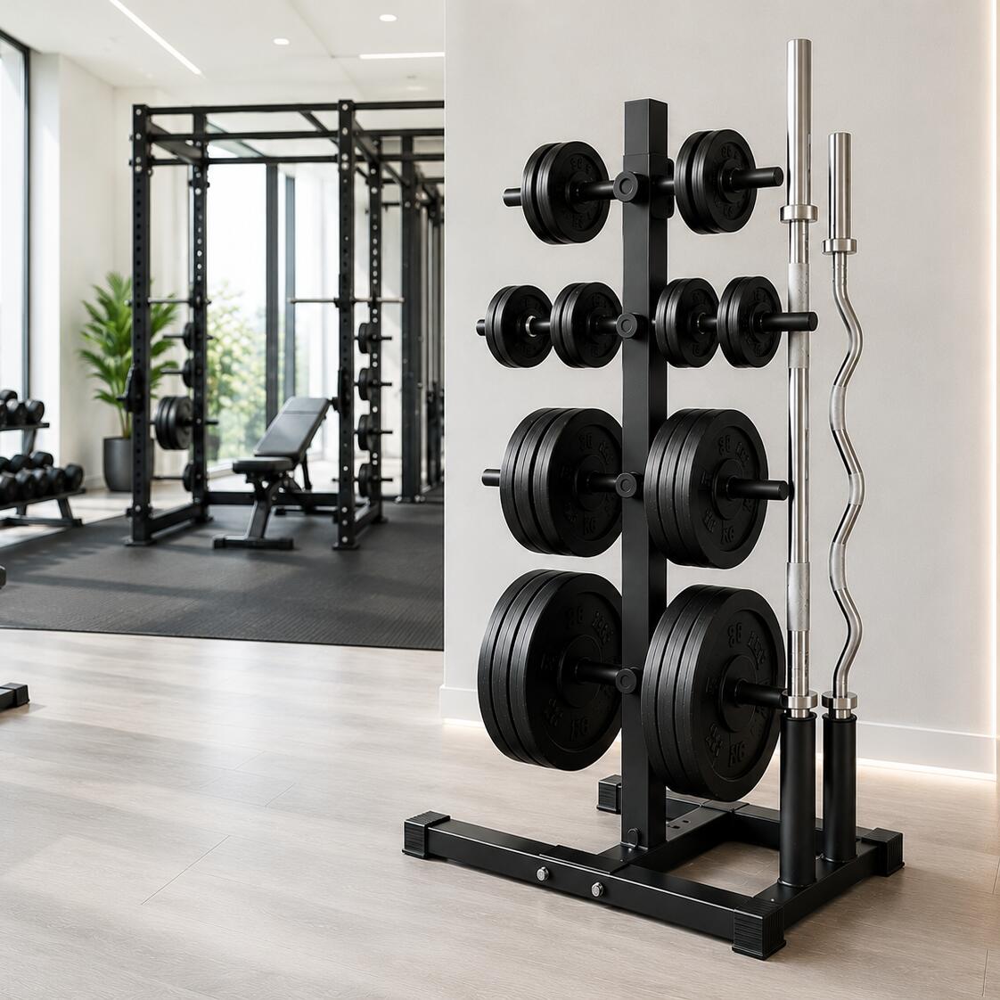 Support disques et barres olympiques ajustable 400 kg rack gym 7/7