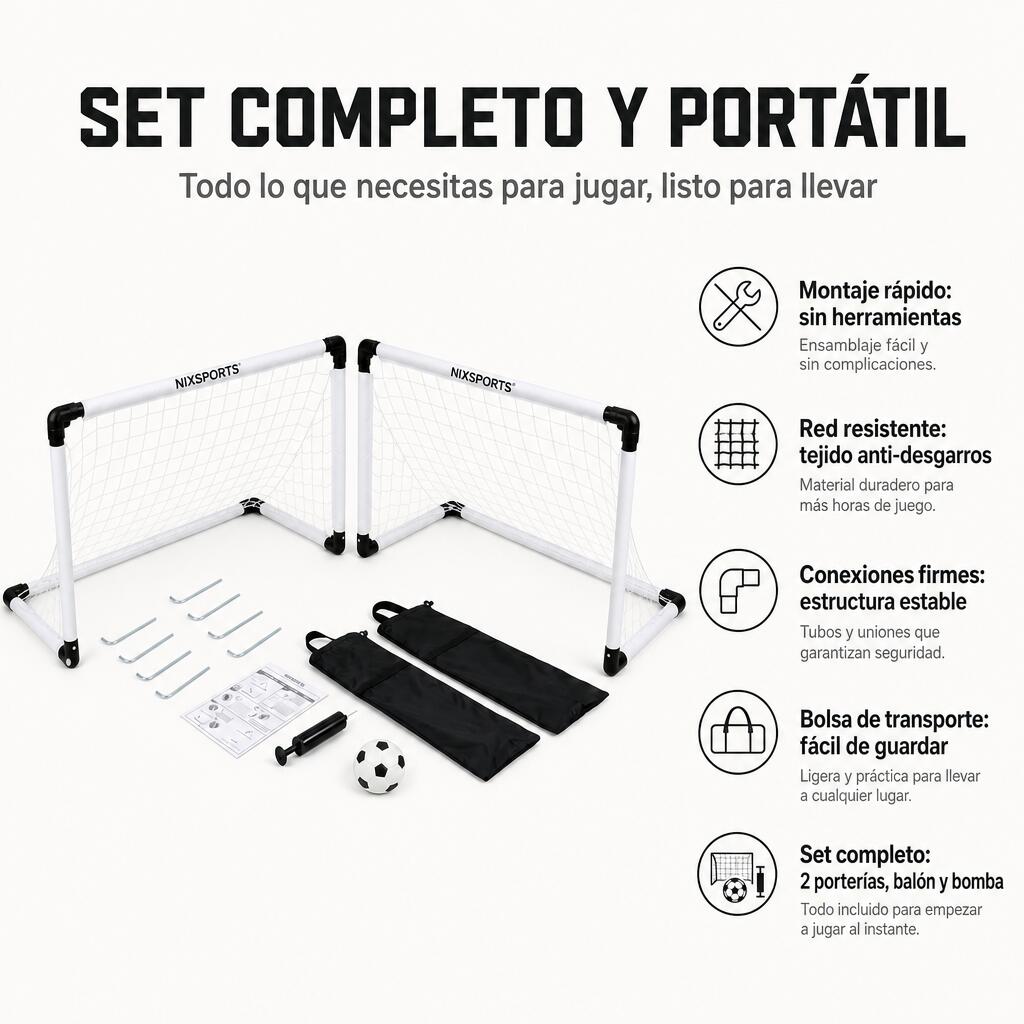 Baliza de Futebol Dobrável com Rede Resistente e Bolsa de Transporte 7/7