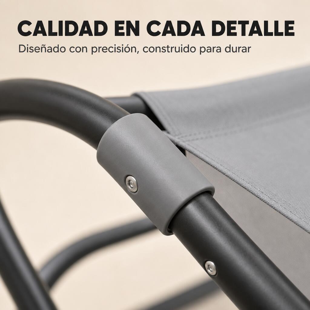 Chaise longue double de jardin balancelle avec parasol réglable 5/7