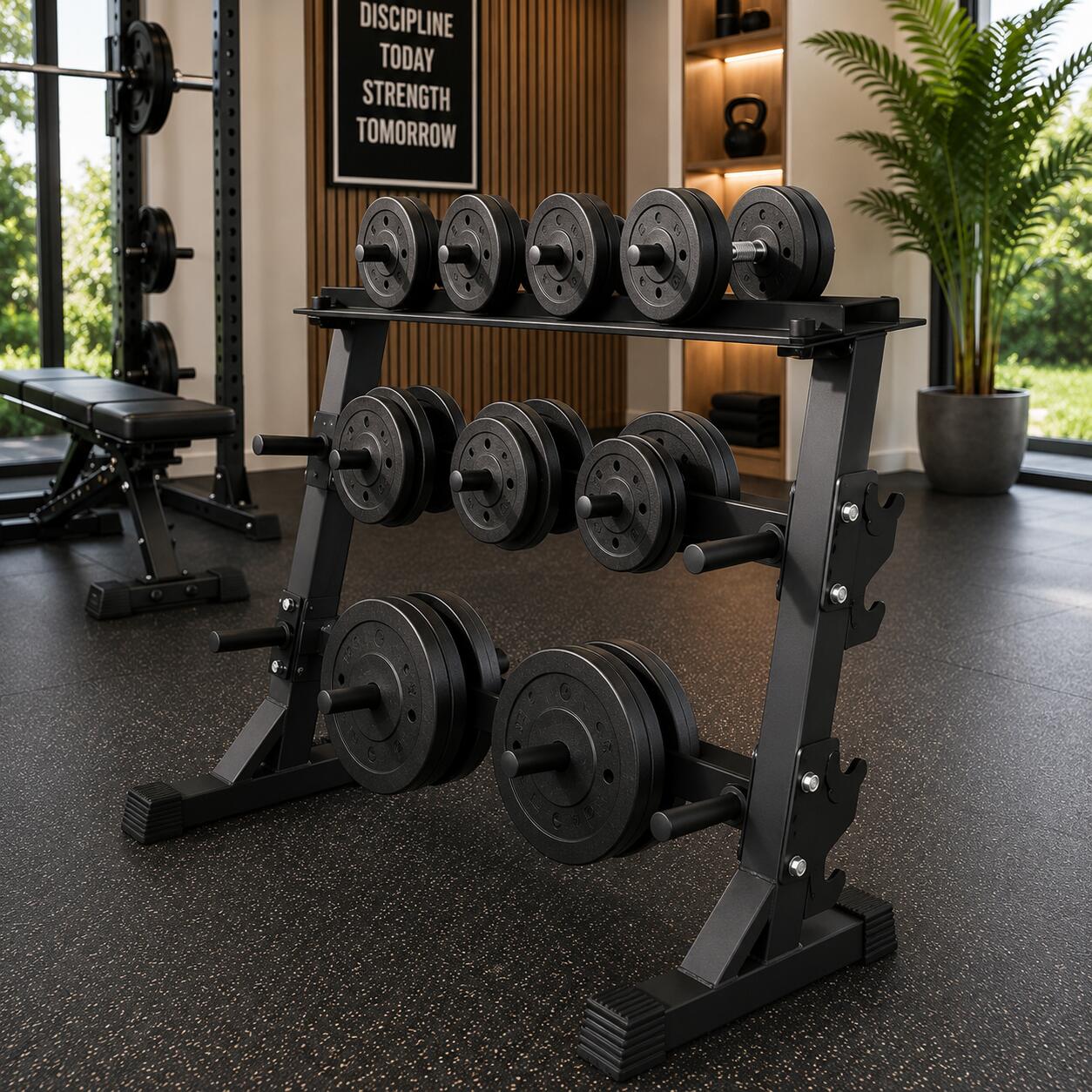 Supporto per manubri e barra regolabile 300 kg porta pesi palestra casa 5/6