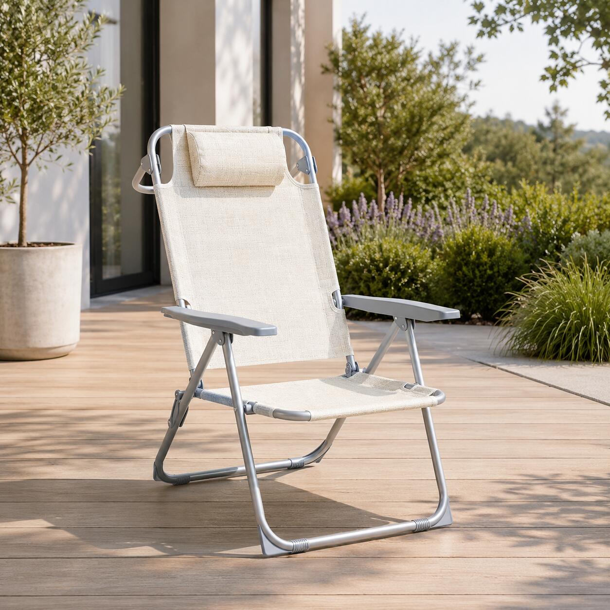 Chaise pliante inclinable avec appuie-tête portable 7/7