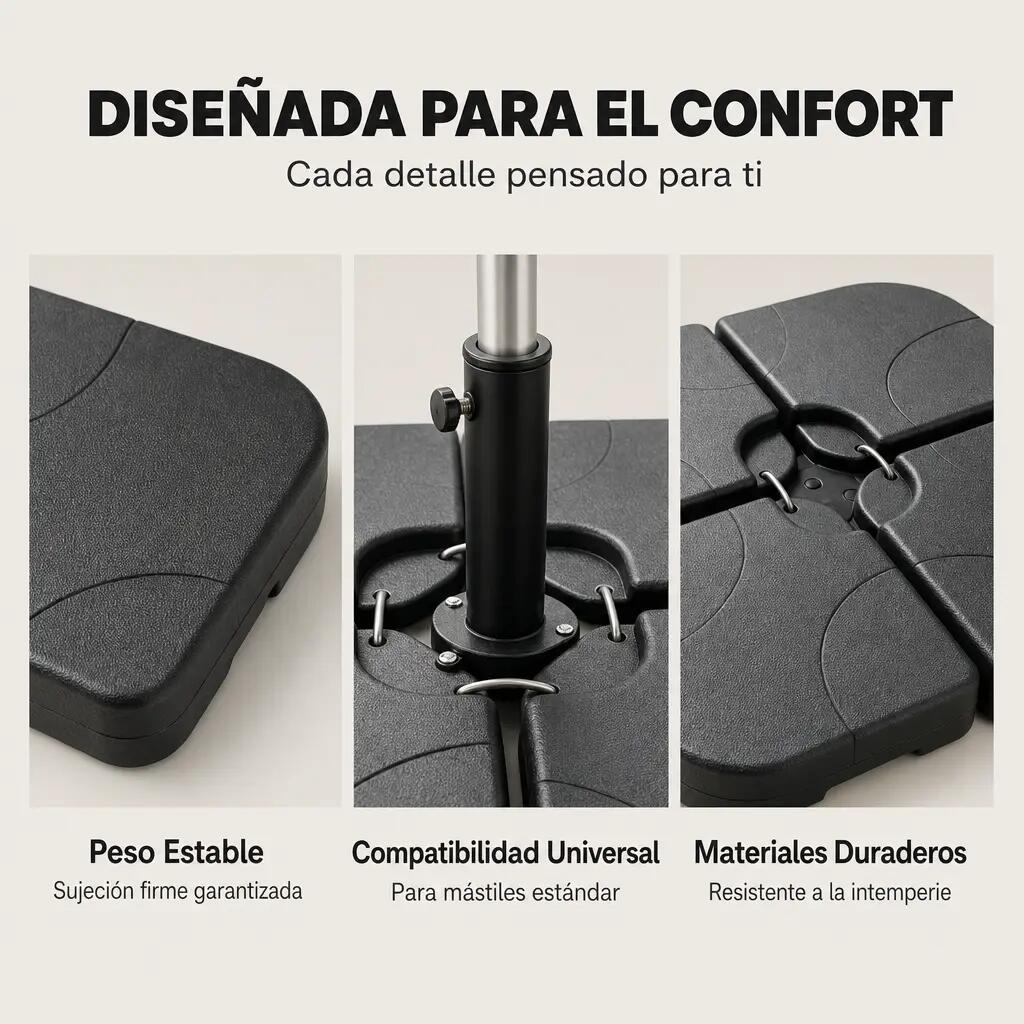 Base Modular para Guarda-Sol 4 Peças Recheável Preto 4/7