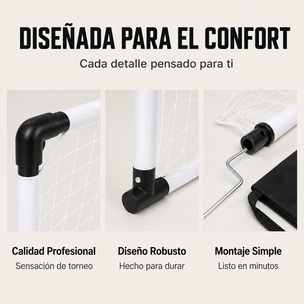Baliza de Futebol Dobrável com Rede Resistente e Bolsa de Transporte 4/7