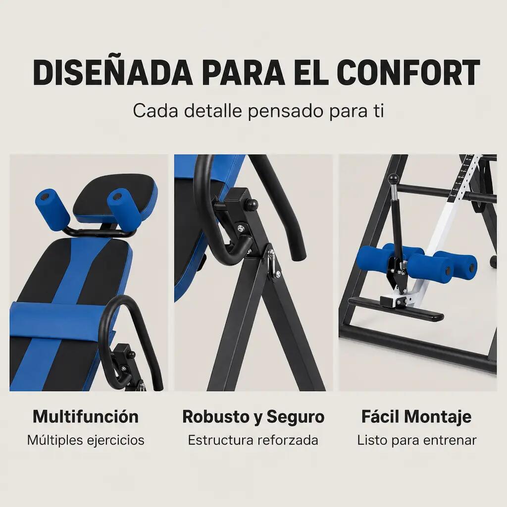 Prancha de Inversão Dobrável com Inclinação Ajustável e Encosto Ergonómico 3/7
