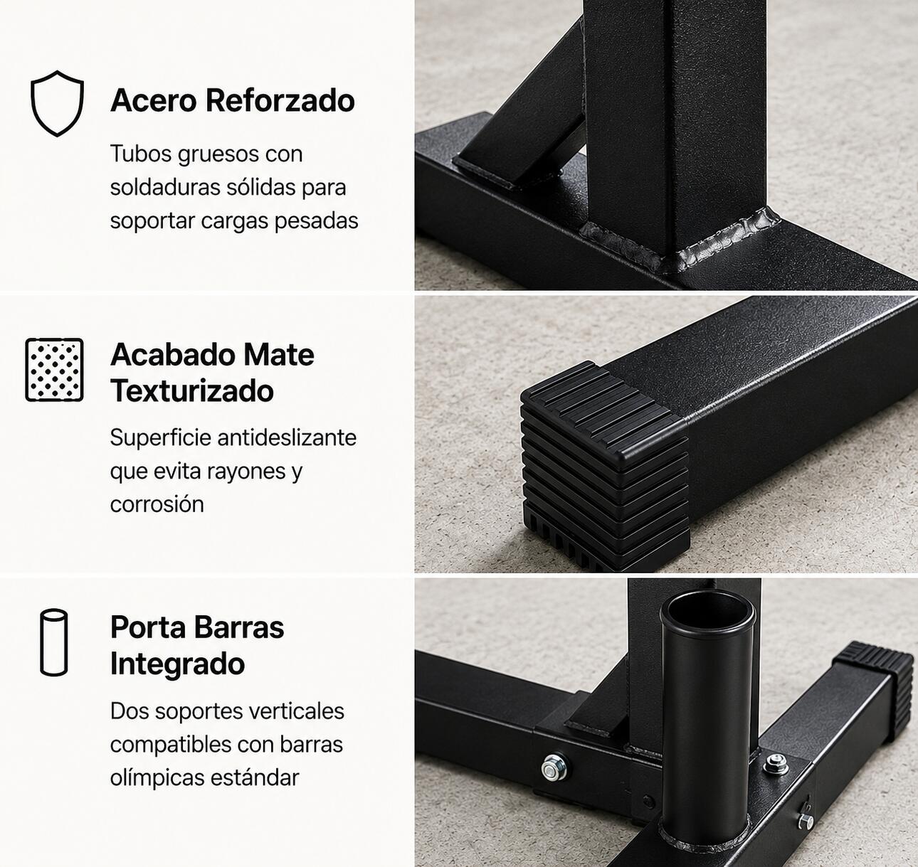 Support disques et barres olympiques ajustable 400 kg rack gym 4/7