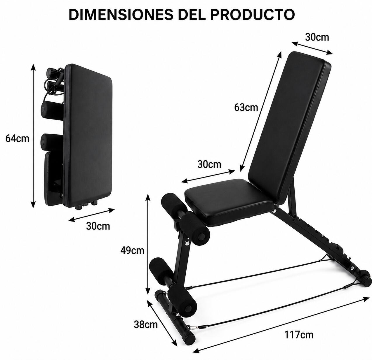 Banco de musculação dobrável 7 níveis preto 250 kg 5/7
