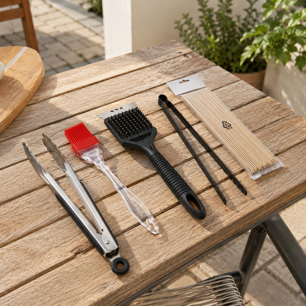 Set Profesional Utensilios Barbacoa 5 Piezas Inoxidable Mangos Silicona 7/7