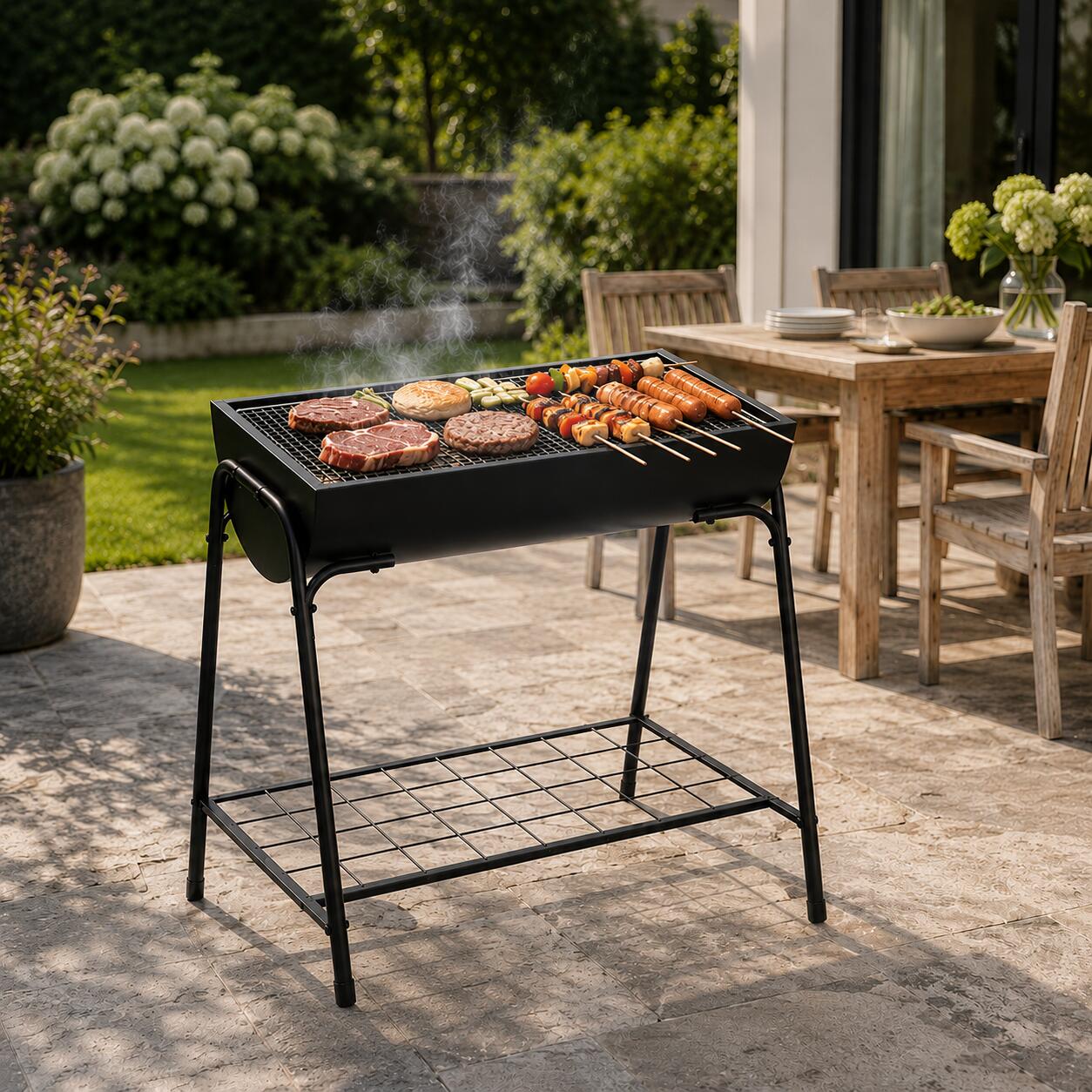 Barbecue Portatile a Carbone da Esterno con Griglia Grande 7/7