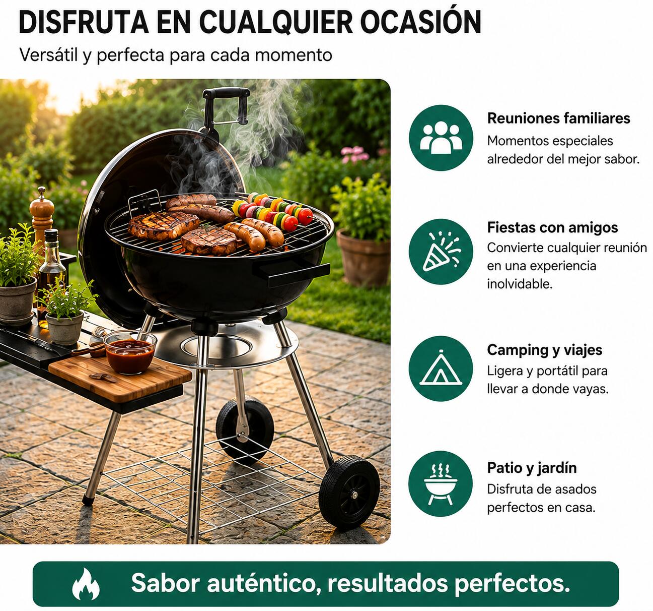 Barbecue a Carbone Rotondo Portatile con Coperchio e Ventilazione 4/6