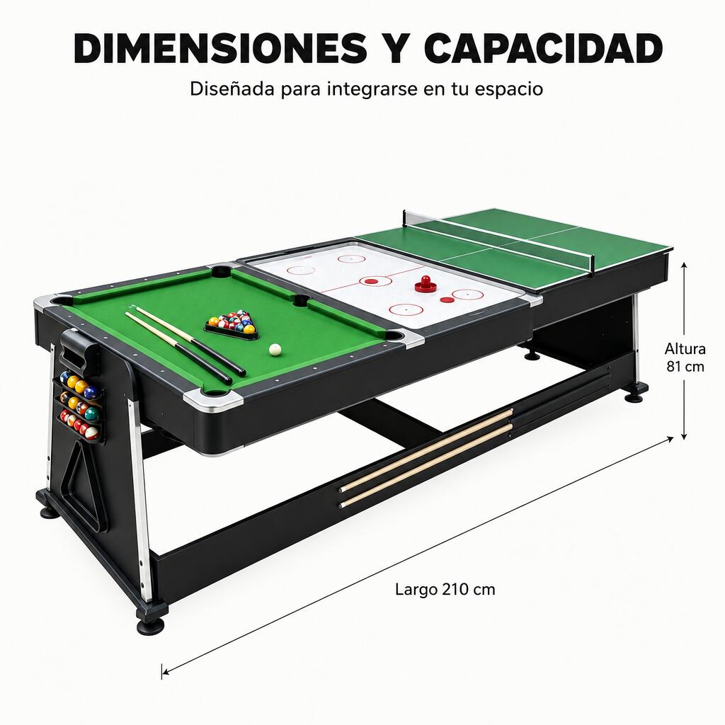 Tavolo multigioco 3 in 1 convertibile di biliardo, air hockey e ping pong 210 cm 7/7