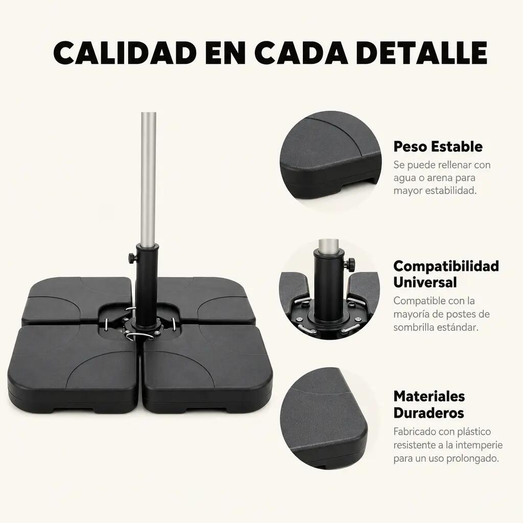 Base Modular para Guarda-Sol 4 Peças Recheável Preto 6/7