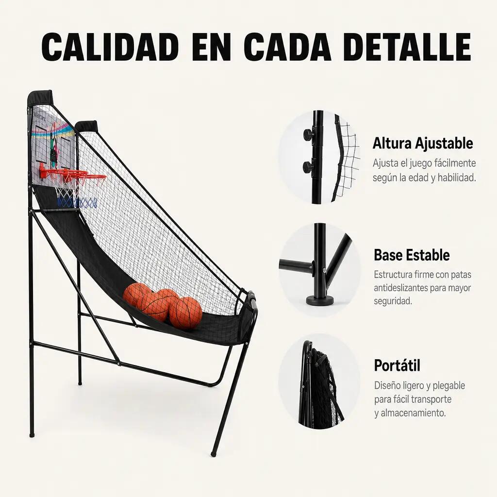 Canestro Doppio Arcade per Bambini Pieghevole con Marcatori Elettronici 6/7