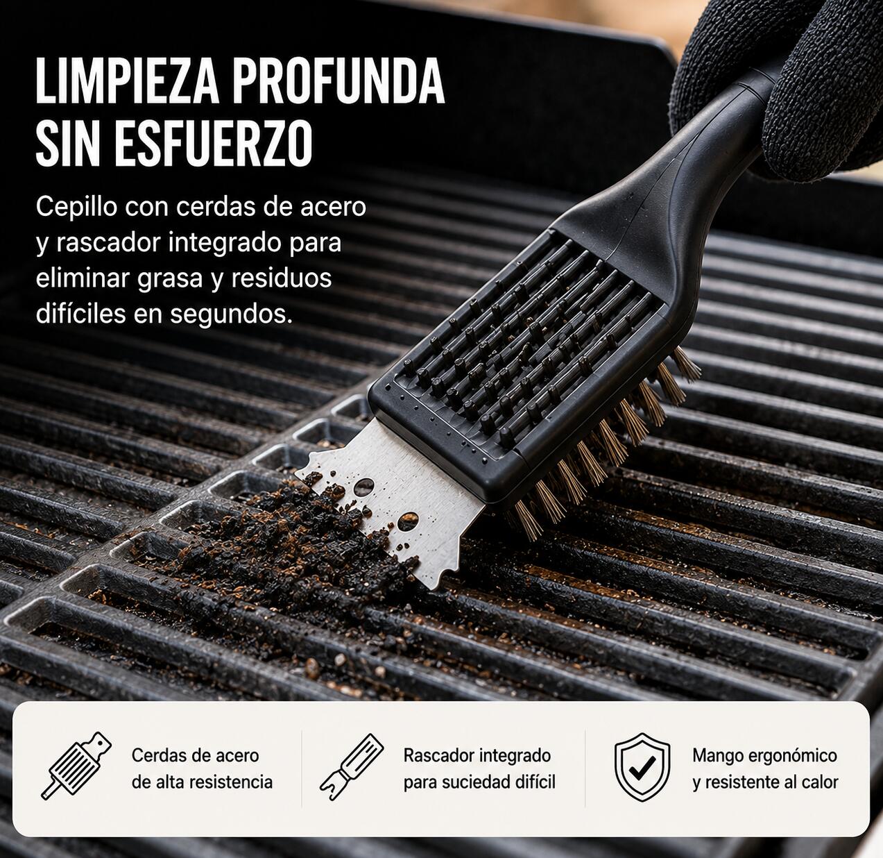 Set Profesional Utensilios Barbacoa 5 Piezas Inoxidable Mangos Silicona 5/7