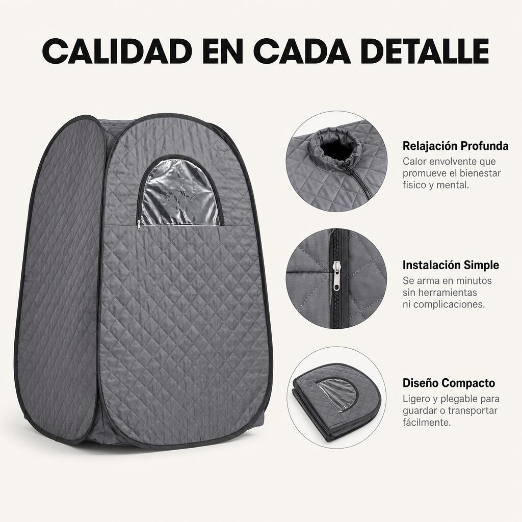 Sauna portable à vapeur avec cabine pliante et générateur indépendant 6/7