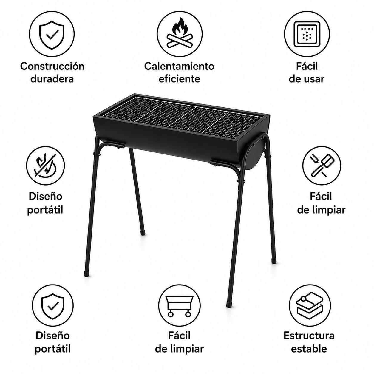 Barbecue Portatile a Carbone da Esterno con Griglia Grande 4/7