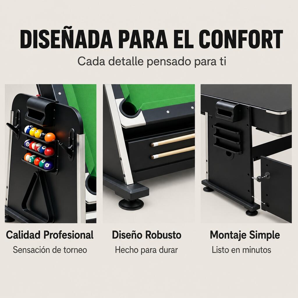 Tavolo multigioco 3 in 1 convertibile di biliardo, air hockey e ping pong 210 cm 4/7