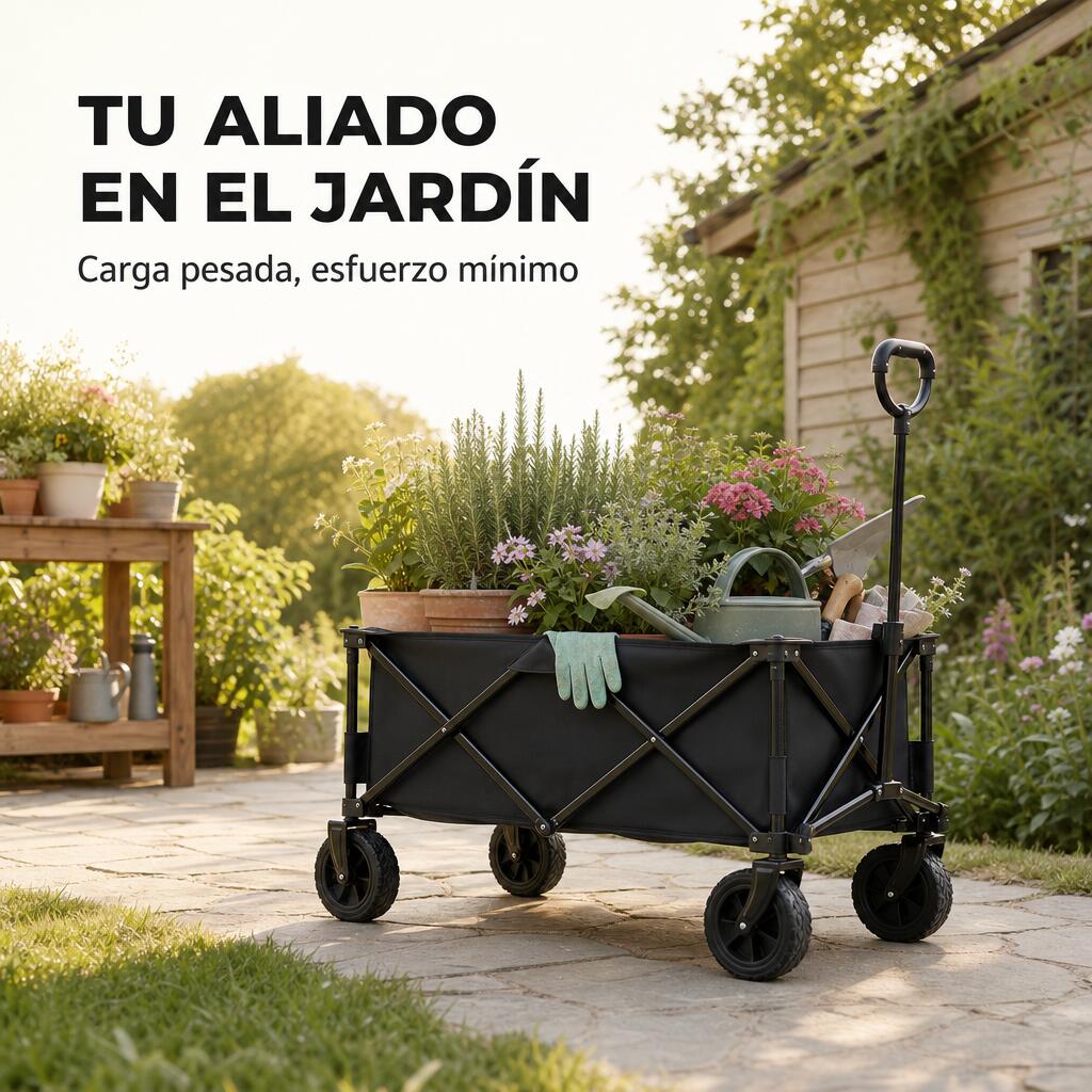 Carrinho Dobrável XXL Estrutura Reforçada Rodas Todo-o-Terreno 3/7
