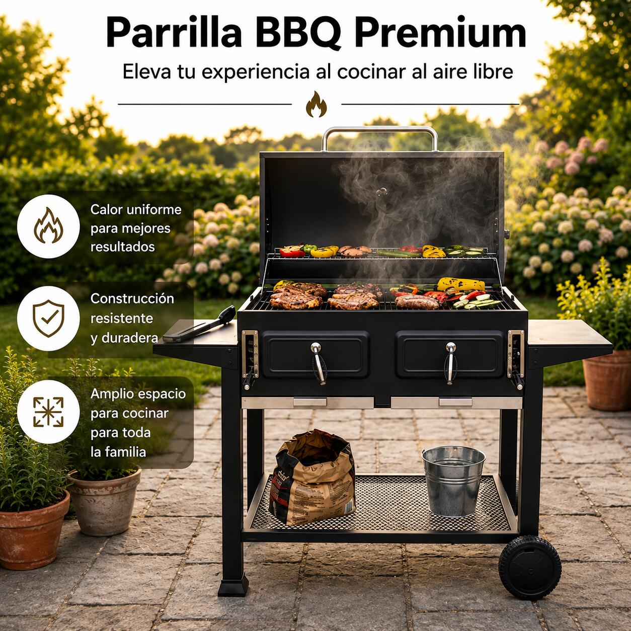 Barbecue a Carbone Portatile con Ventilazione Regolabile 3/6
