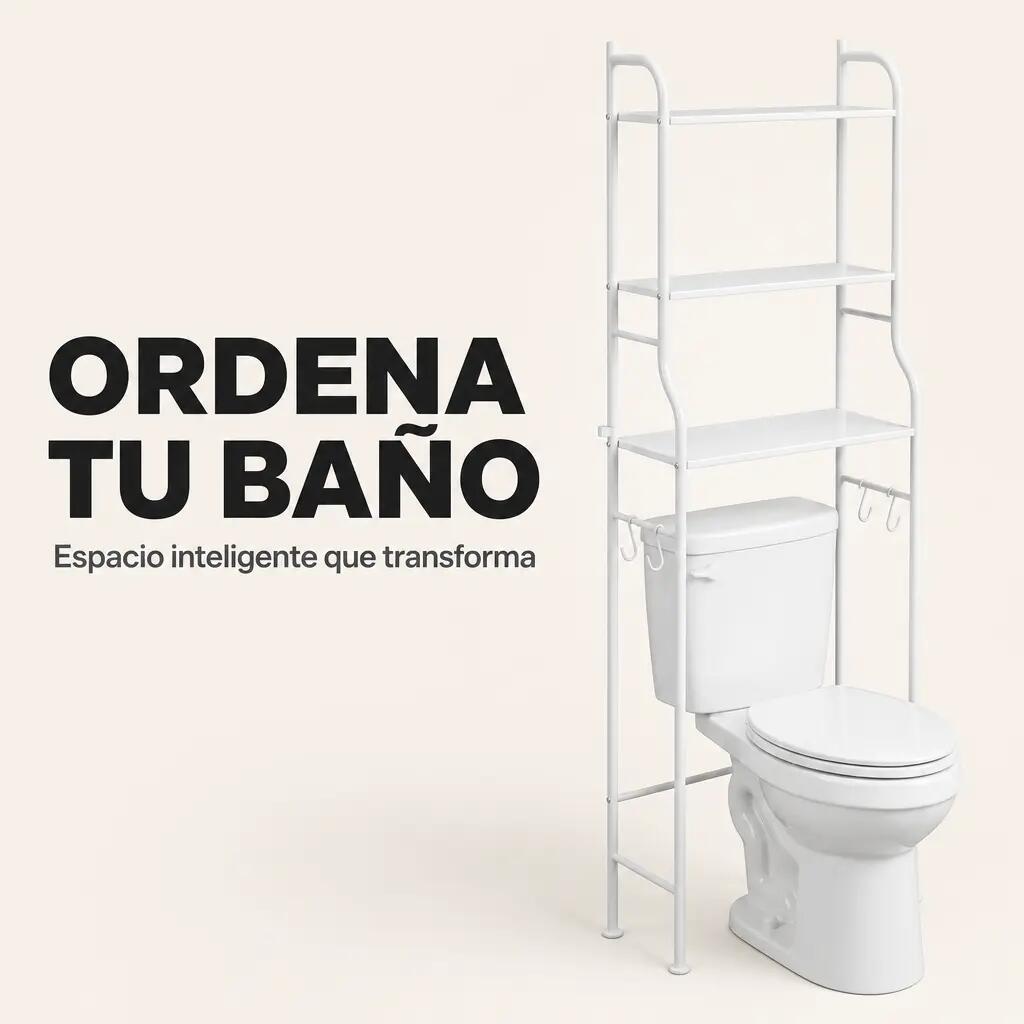 Étagère au-dessus des toilettes 3 niveaux avec crochets 2/7