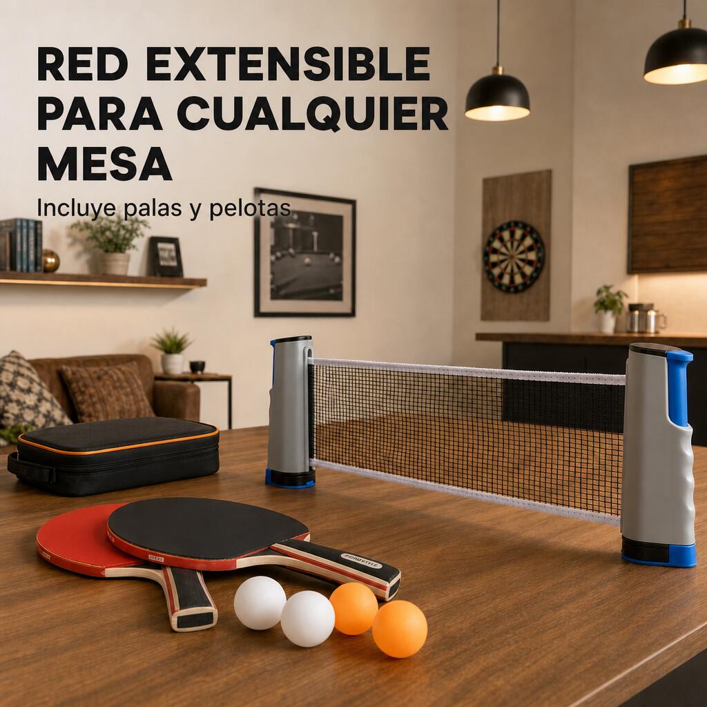 Conjunto de Pingue-Pongue Portátil com Rede Retrátil, 2 Raquetes e Bolas 3/7
