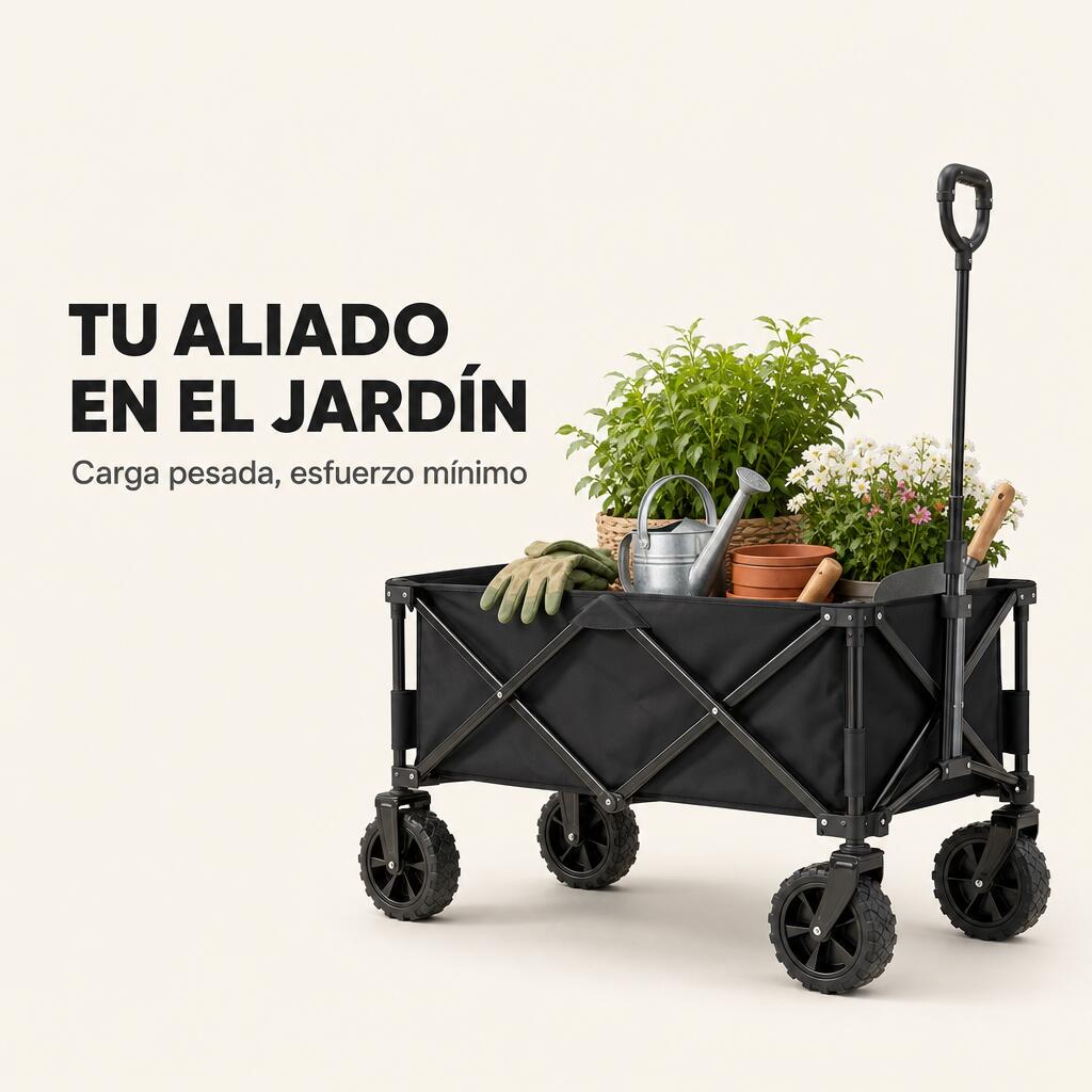 Carrinho Dobrável XXL Estrutura Reforçada Rodas Todo-o-Terreno 2/7