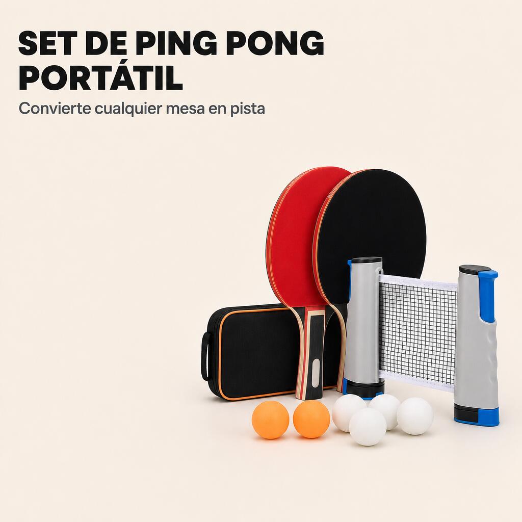 Conjunto de Pingue-Pongue Portátil com Rede Retrátil, 2 Raquetes e Bolas 2/7