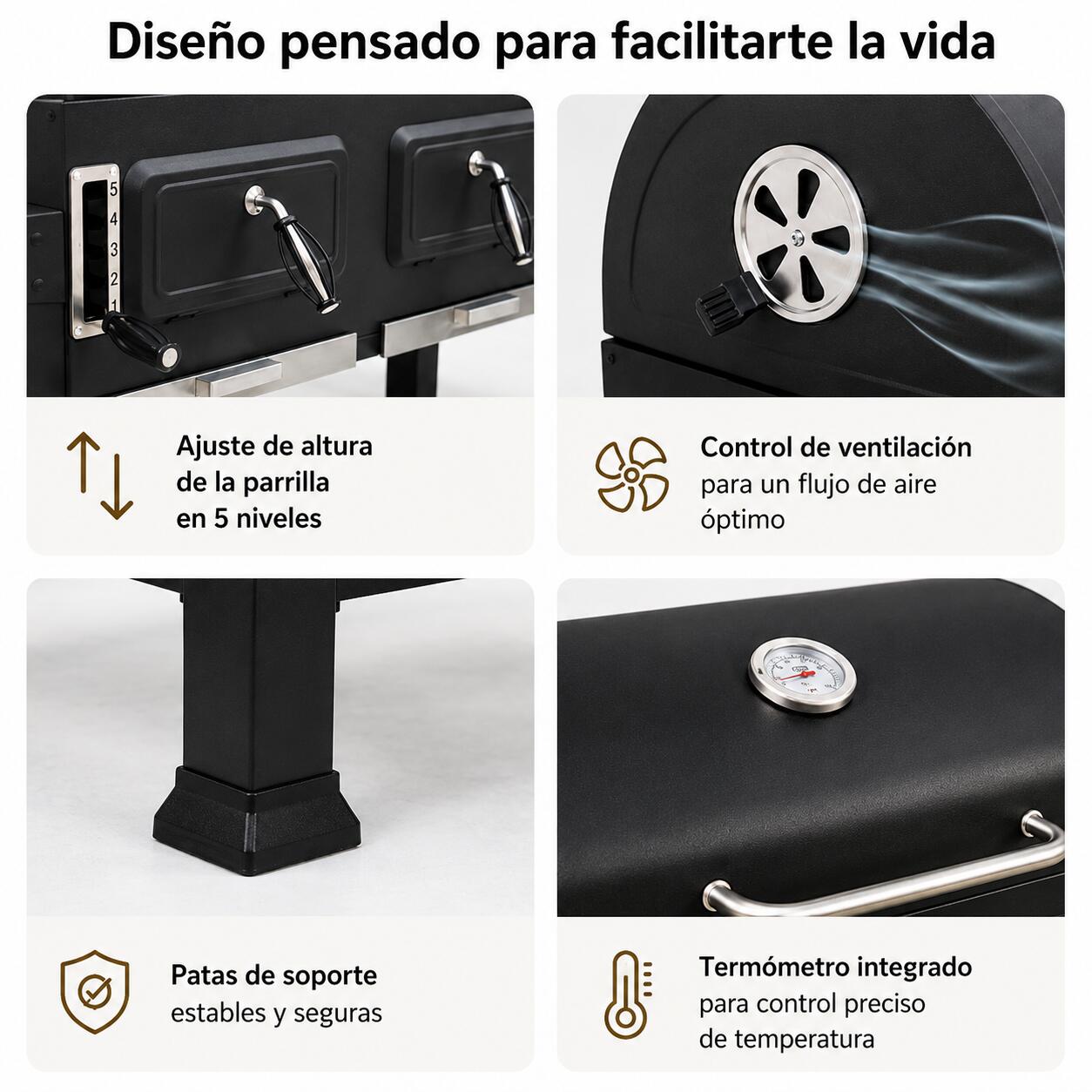 Barbecue a Carbone Portatile con Ventilazione Regolabile 2/6