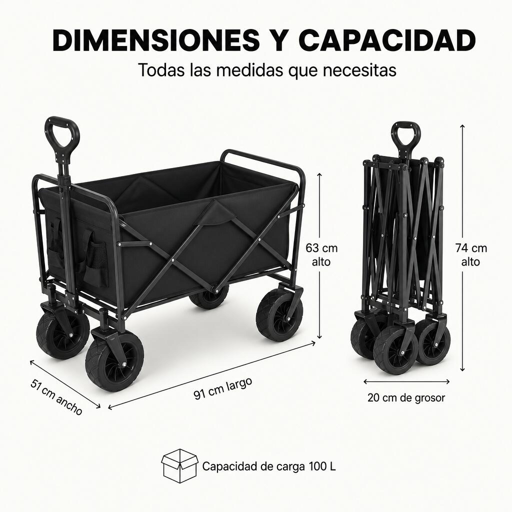 Carrinho Dobrável XXL Estrutura Reforçada Rodas Todo-o-Terreno 7/7