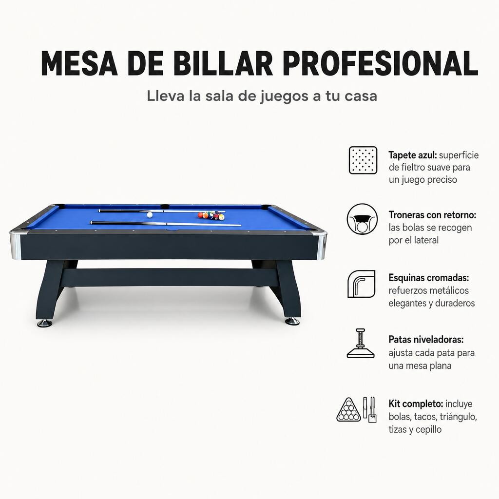 Table de billard américain avec retour automatique des boules, structure 7/7