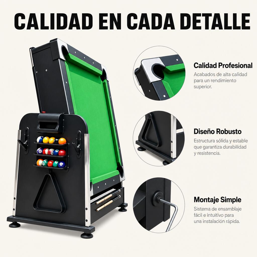 Tavolo multigioco 3 in 1 convertibile di biliardo, air hockey e ping pong 210 cm 6/7