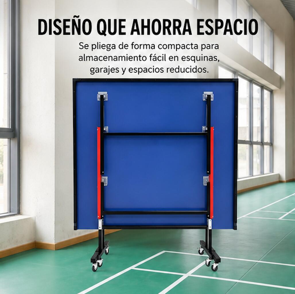 Mesa De Ping Pong Plegable Compacta Con Red Incluida 4/4