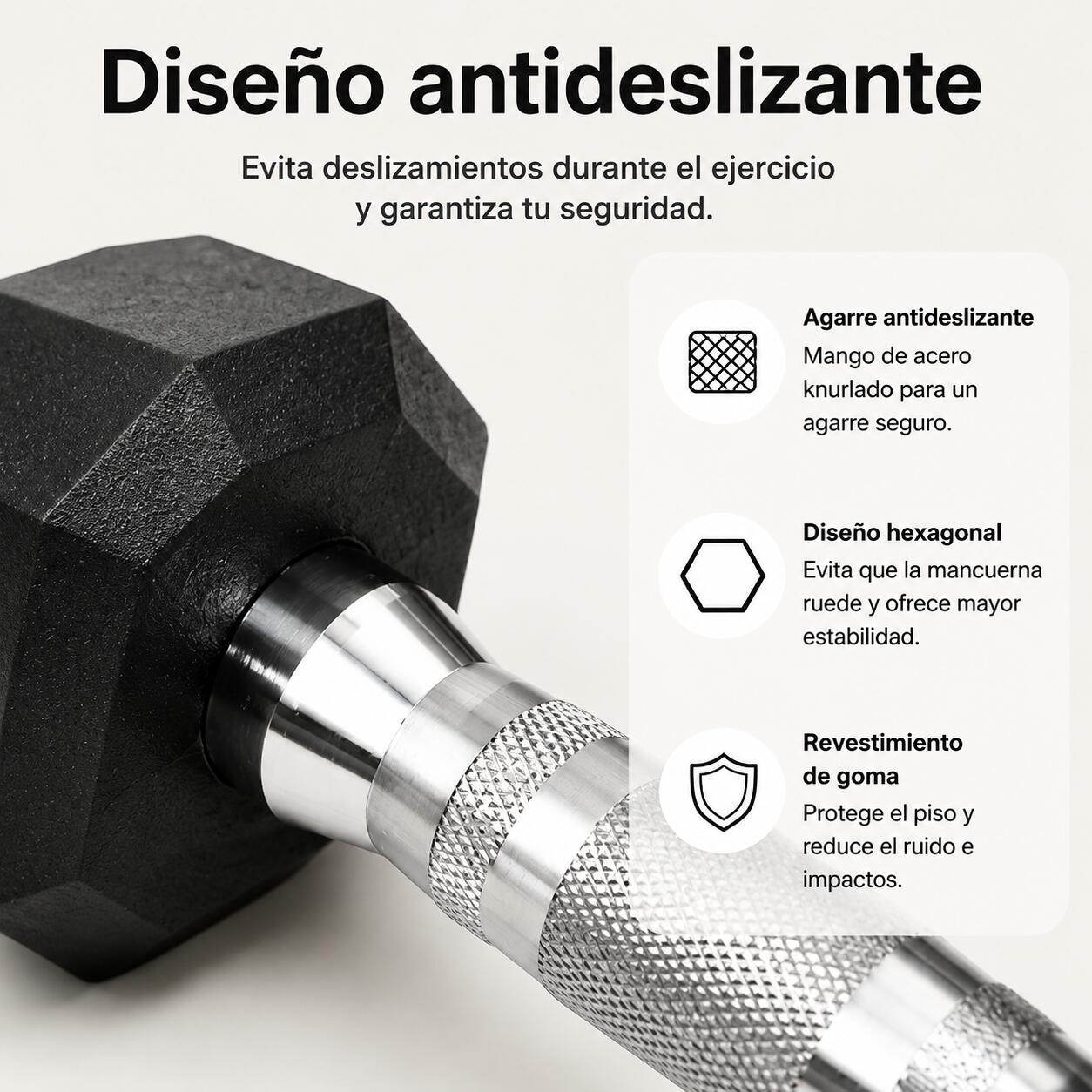 Pack de 2 Mancuernas Hexagonales 5 Kg Agarre Antideslizante 5/5